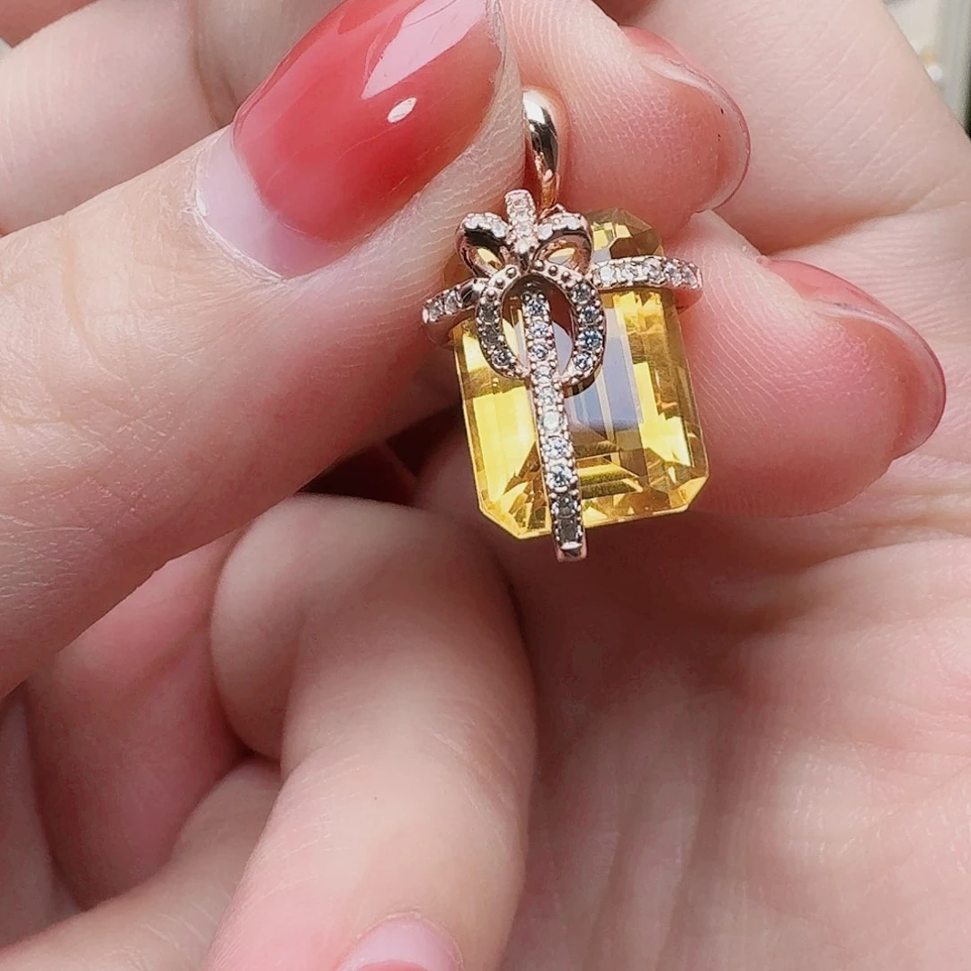 水晶吊坠(不含链)银S925镶嵌吊坠