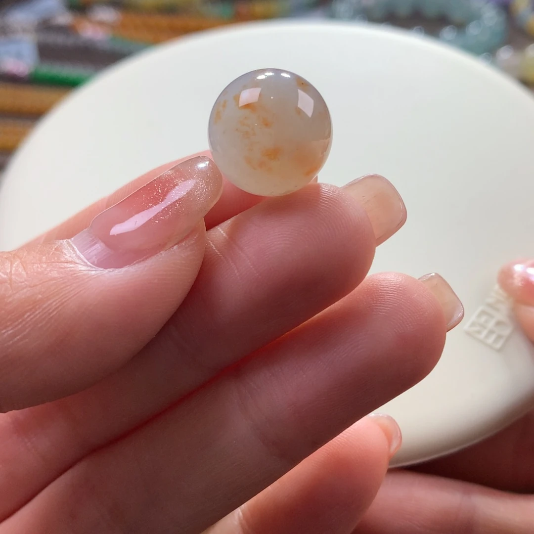 翡翠手链未镶嵌牛奶底飘锦鲤色卡14.2