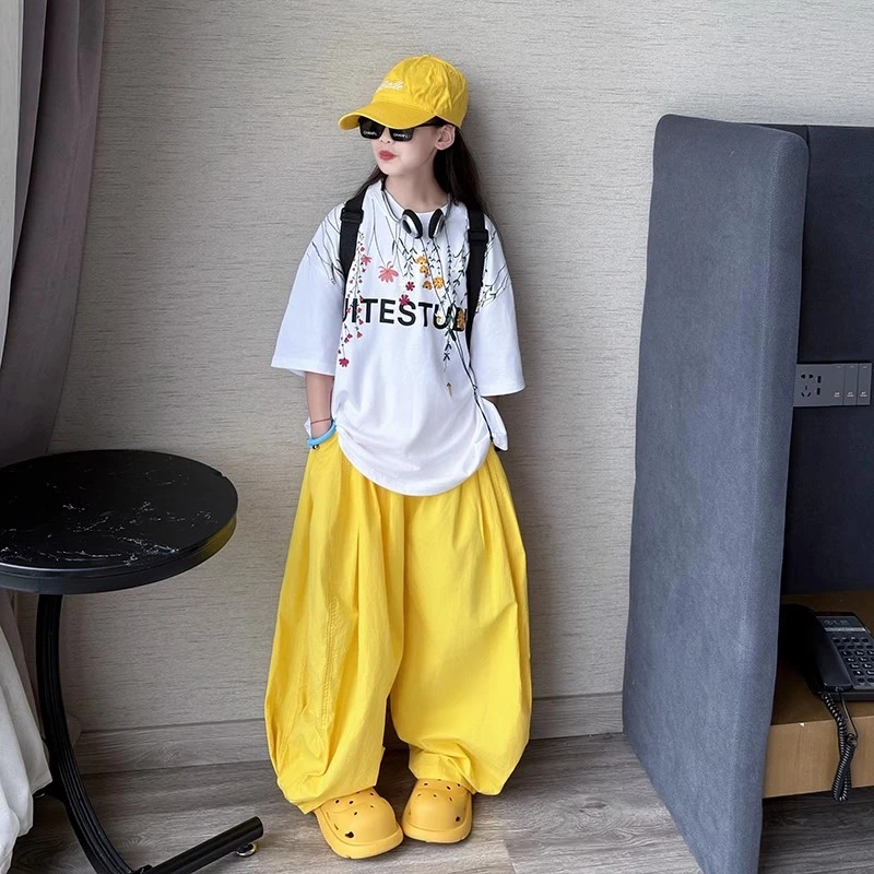 女童套装夏2025新款夏日多巴胺儿童夏季短袖t恤酷帅透气防蚊裤潮