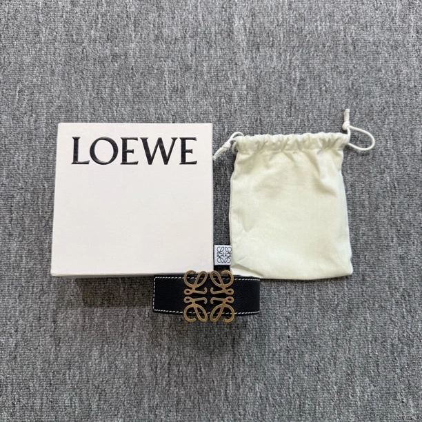 全新未使用 LOEWE/罗意威 双拼色牛皮腰带/Anagram/4cm