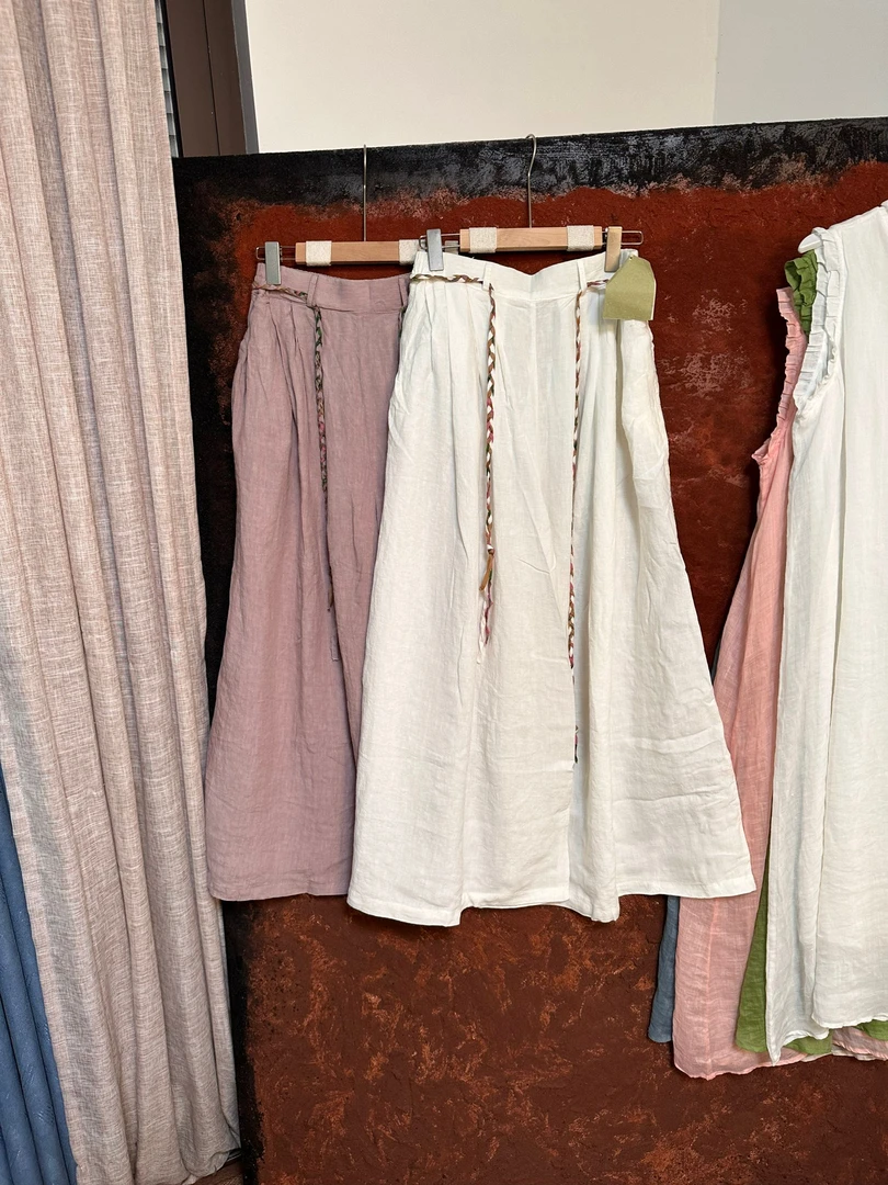 松紧带阔腿裤款新中式海妖风休闲裤复古百搭时尚腰围70-110 长95