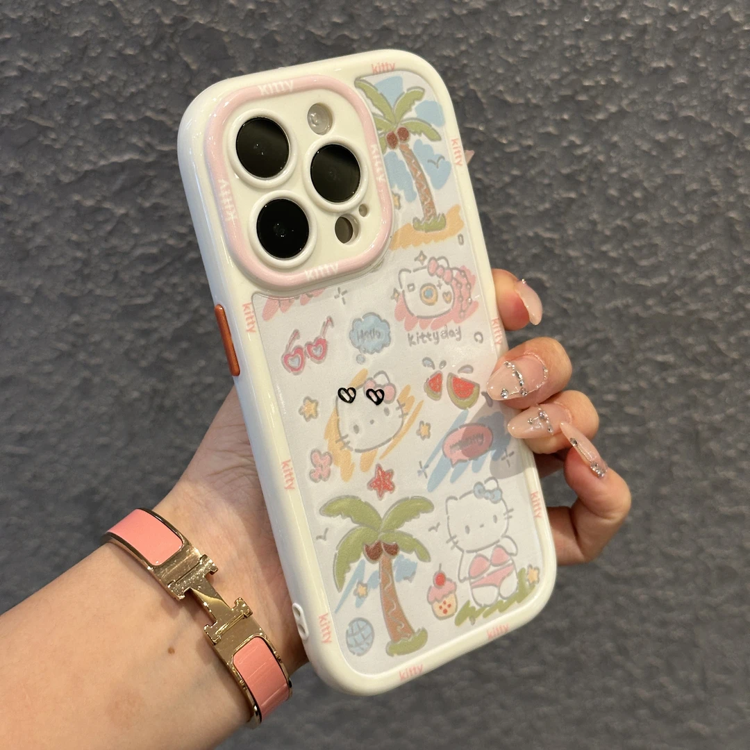 奥菲顿可爱椰树凯蒂适用iPhone15/16奶油手机壳华为vivo小米oppo