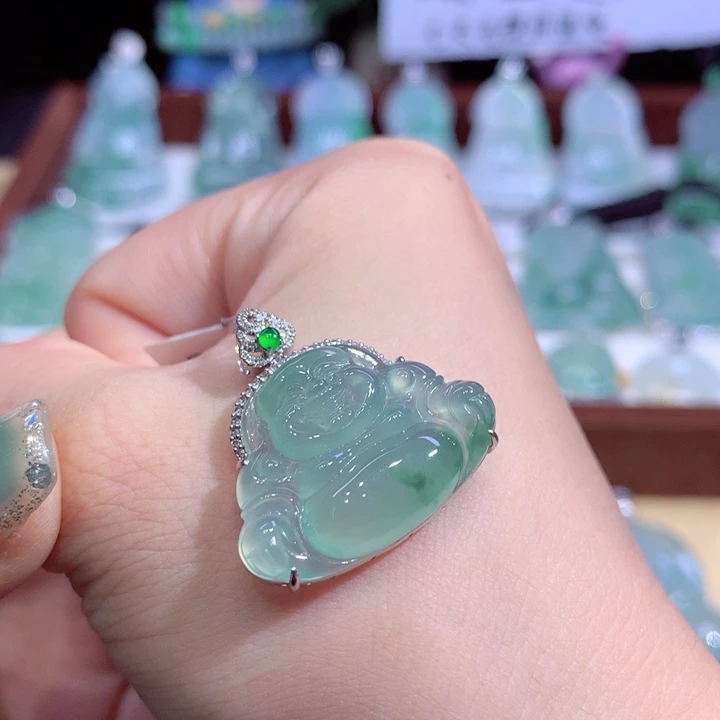 翡翠18K金镶嵌吊坠(不含链)佛公