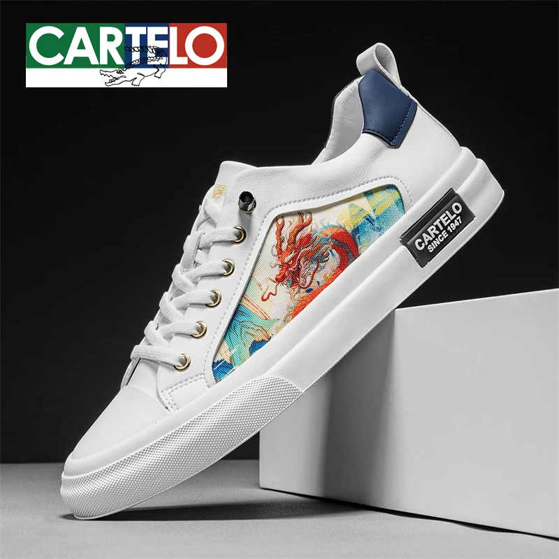 卡帝乐鳄鱼2025春秋新款本命年国潮刺绣龙纹龙图腾板鞋小白鞋男