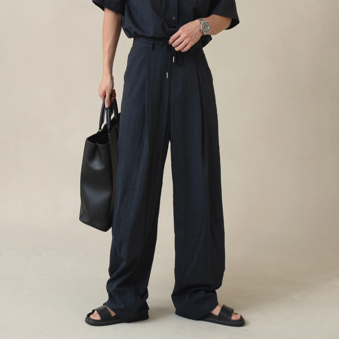 2025春秋高级感防晒休闲裤男松弛垂坠感阔腿长裤港风时尚潮流裤子