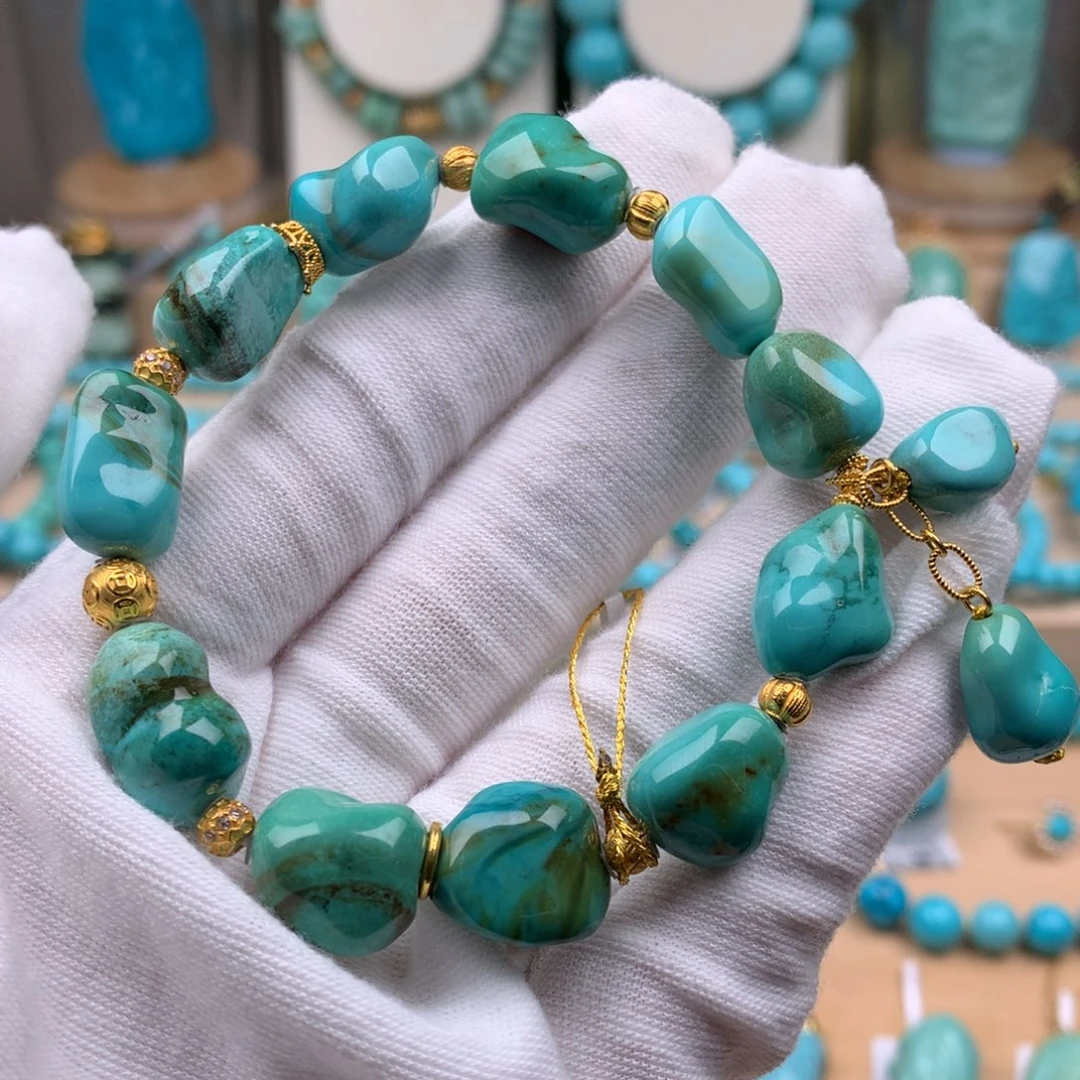 绿松石18K金镶嵌珠宝奇石