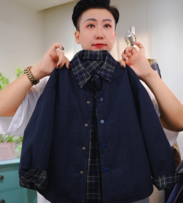 【棒嘟优优】双面穿棉服亲子款姐弟款男女童25冬季格子衬衫棉衣083