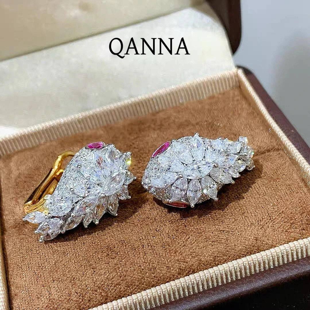 QANNA【爆炸蛇戒】【超大号宽版】18K金灵蛇豪华满钻钻石耳环耳扣AY