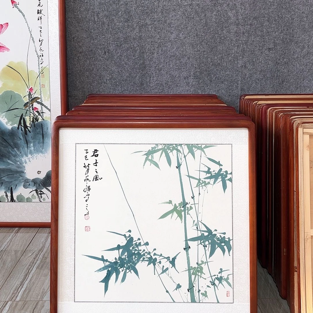 国画书画作品带框63×63