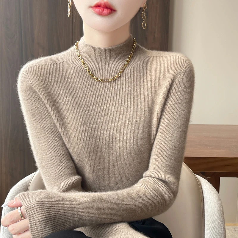 一线成衣半高领无缝毛衫针织衫打底衫修身显瘦纯色