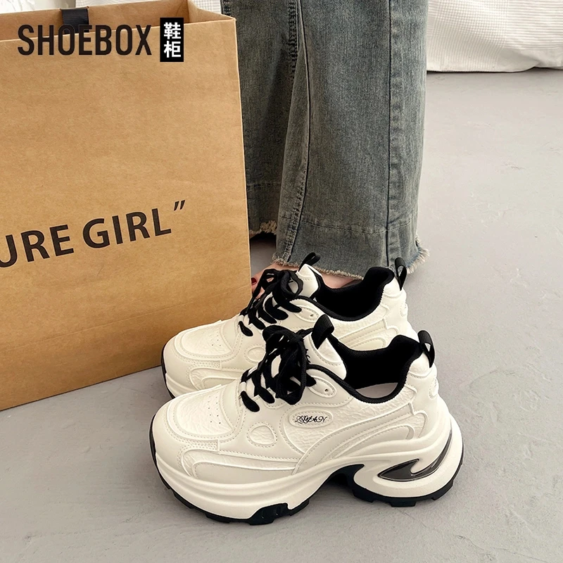 SHOEBOX鞋柜老爹鞋女ins潮流2025新款春秋百搭厚底炸街休闲运动鞋