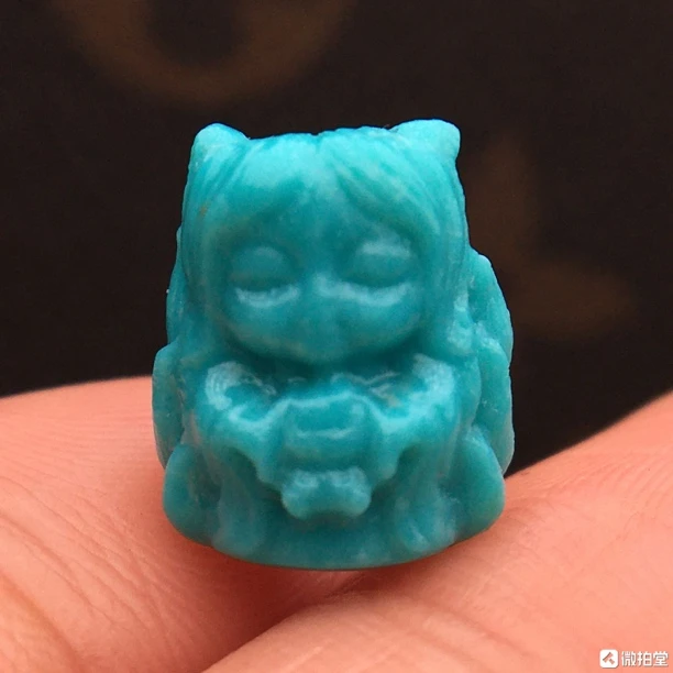 66原矿高瓷蓝绿松石全玉化天使宝宝背云配饰13.6x12.2x9.3