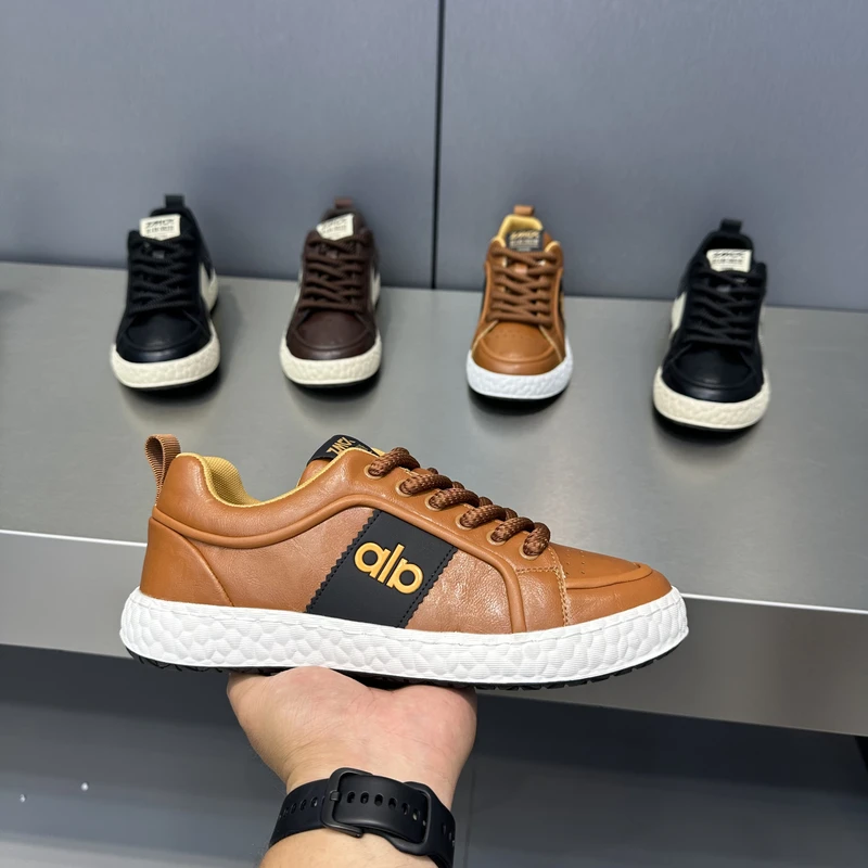 66-338秋季新款男士休闲鞋时尚百搭系带极简皮面轻奢运动鞋