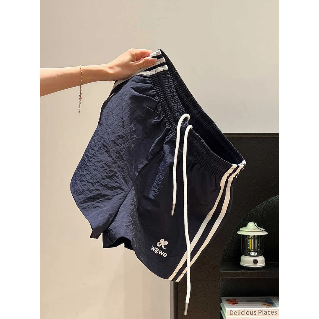 简约又韩系！运动休闲短裤女夏季高腰薄款小个子遛弯休闲阔腿短裤