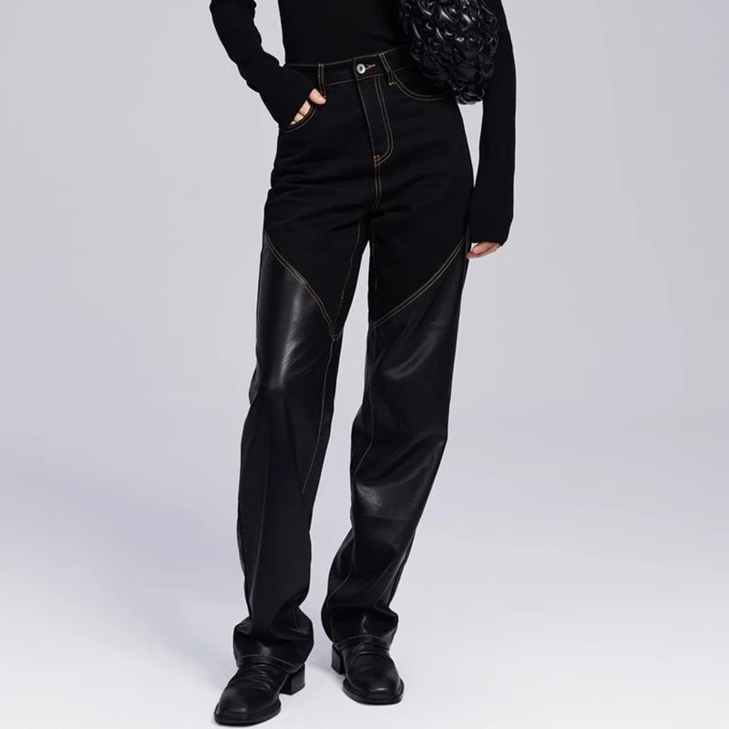 Z464 联名拼接牛仔裤