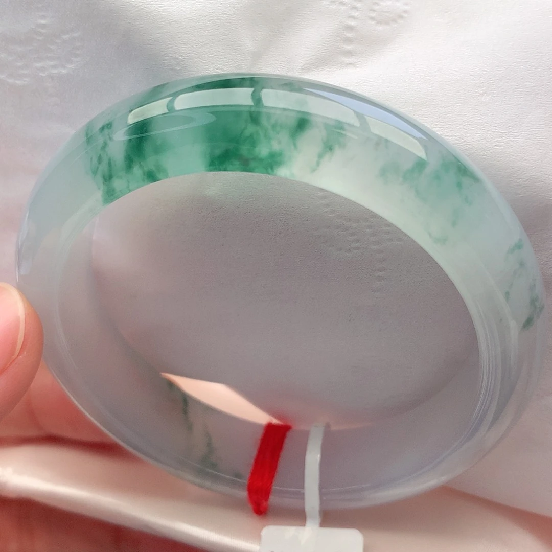 未镶嵌手镯翡翠54-55圈口冰透飘花起冰透光对标大万品质3号