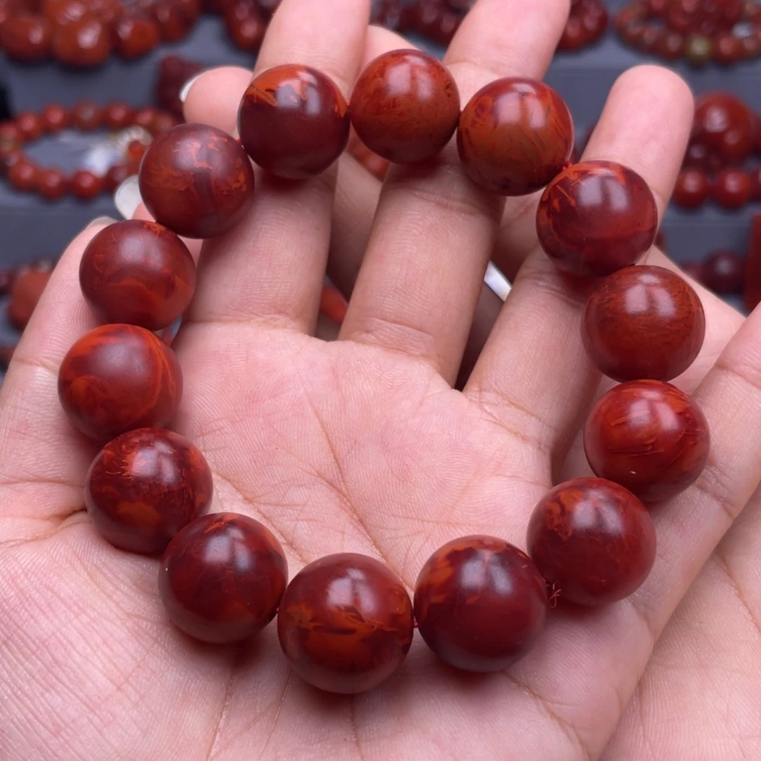 南红玛瑙未镶嵌珠宝奇石单圈16mm