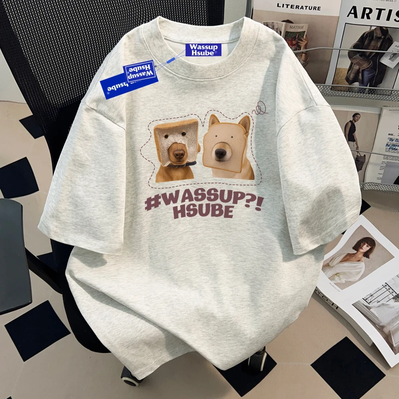WASSUP HSUBE潮流趣味印花短袖T恤夏季青少年美式休闲ins上衣情侣