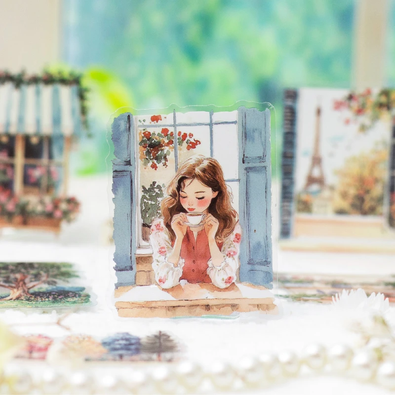 暮光 田园迷雾系列pet模切造景贴纸包 田园花园栅栏外景贴纸 6款