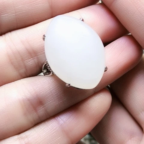 和田玉银S925镶嵌戒指