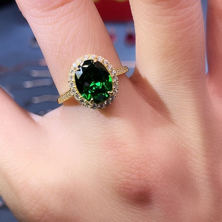 透辉石戒指银S925镶嵌