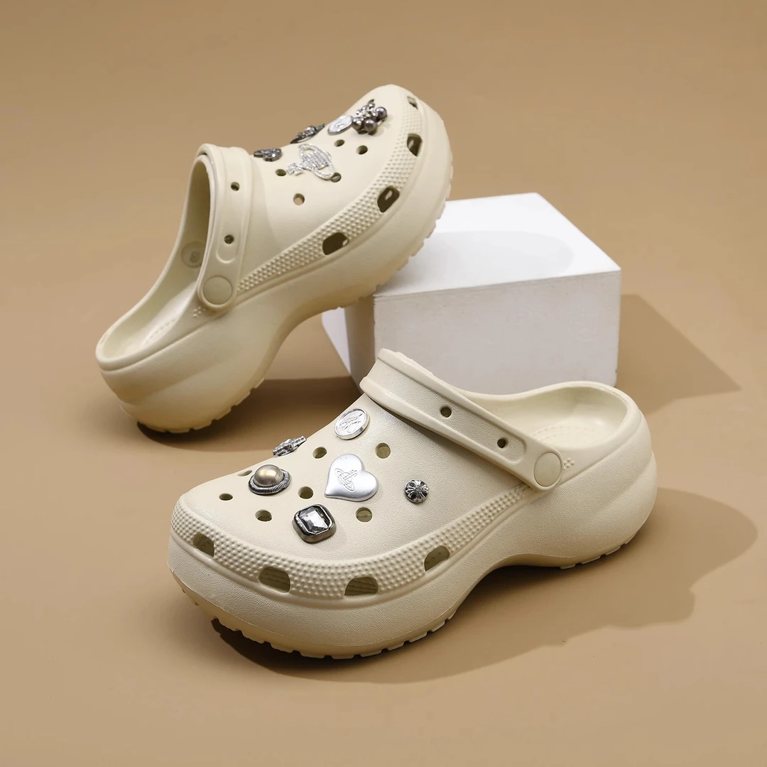 卡家洞洞鞋女夏季外穿2025新款网红时尚厚底防滑踩屎感沙滩凉拖鞋