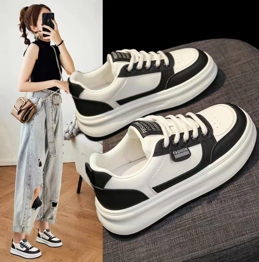 增高小白鞋女2025新款春秋透气韩版学生厚底板鞋运动休闲鞋L088