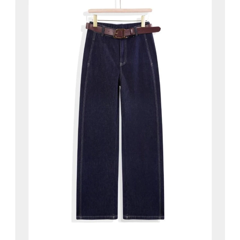 2025春季新款不掉色牛仔裤高腰显瘦设计感弯刀裤休闲垂感直筒裤女