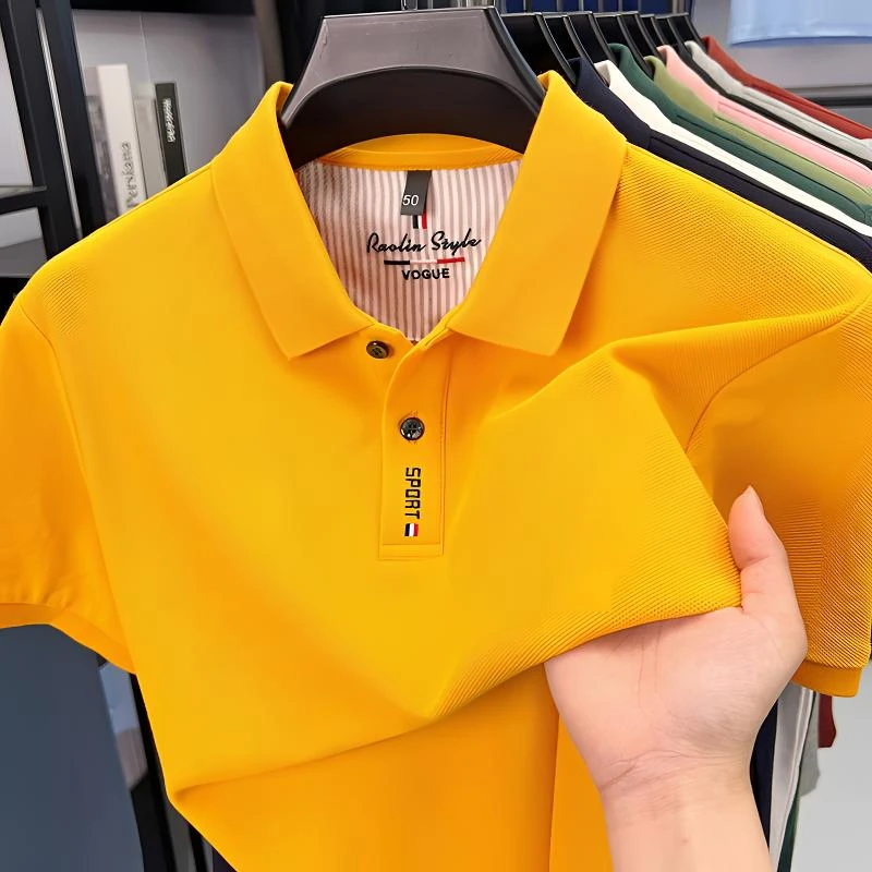 纯棉短袖t恤男polo衫夏季翻领刺绣全棉高端商务男士休闲中年