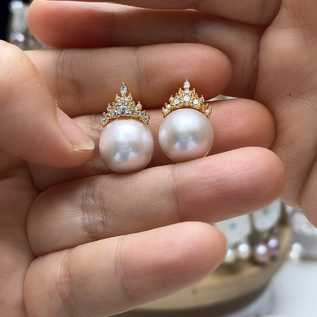 淡水珍珠耳饰银S925镶嵌