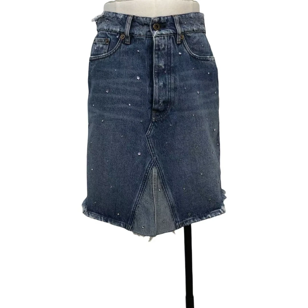 全新未使用 MIU MIU/缪缪 娜娜专属 水晶牛仔短裙