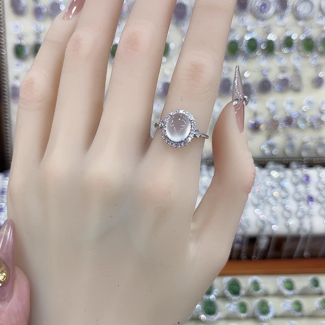 蛇纹石玉银S925镶嵌戒指