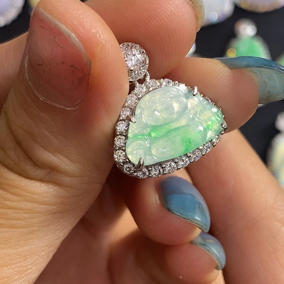 翡翠银S925镶嵌颈饰天然翡翠