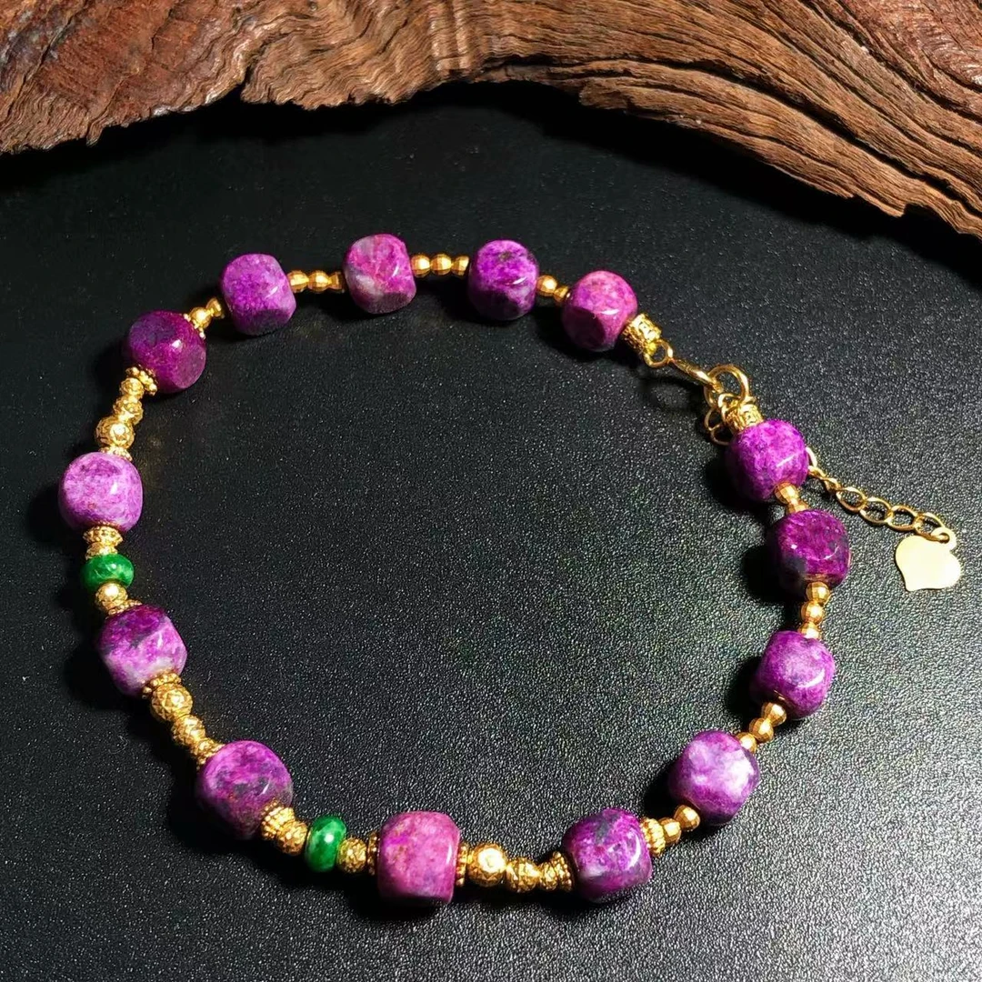 【圣芭黎】天然舒俱来手链桃红方圆翡翠5+DD1567多样性发一