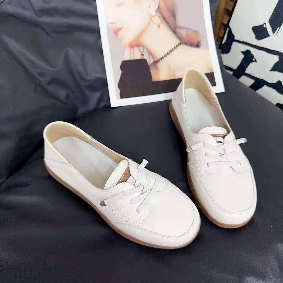 A5858新款镂空透气懒人鞋垫圆头小白鞋仓