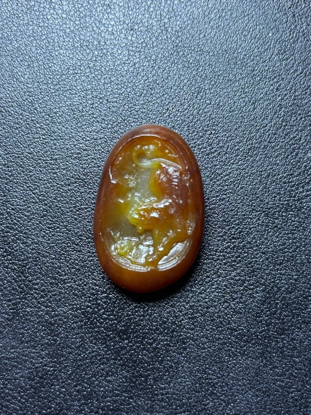 和田玉糖红沁下山虎