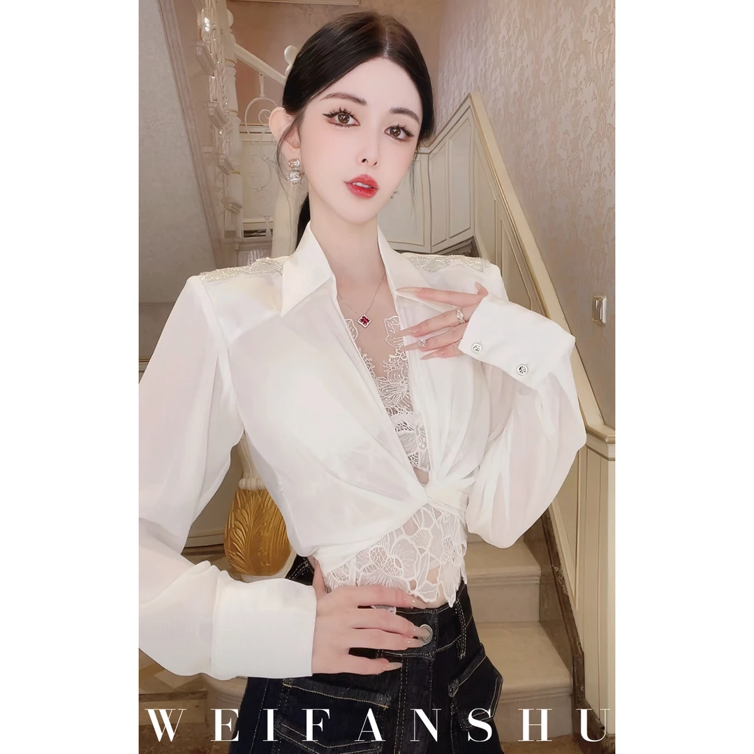 WEIFANSHU/魏凡舒【明媚女神】早春新款设计感高级两件套衬衫&吊带