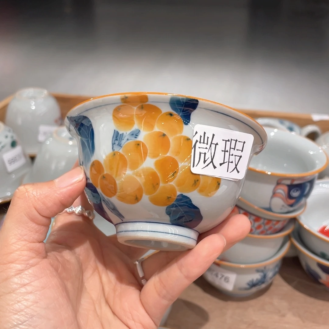 釉下彩纯手绘有瑕