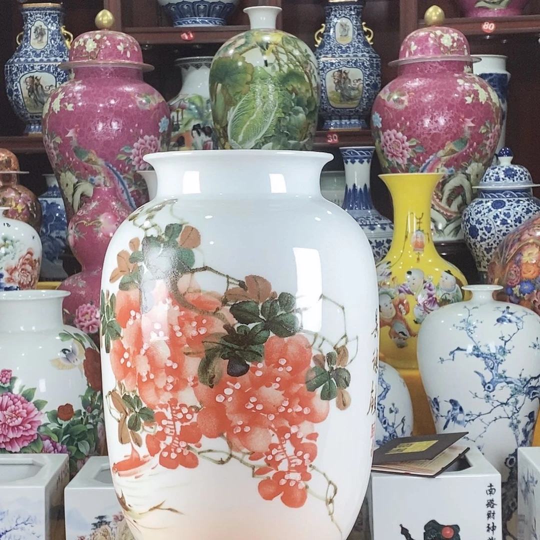 冰***。摆件景德镇陶瓷冬瓜瓶