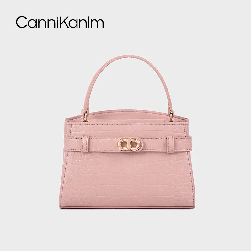 CanniKanlm官方正品鳄鱼纹手提凯莉包女2025新款高级感单肩斜挎包