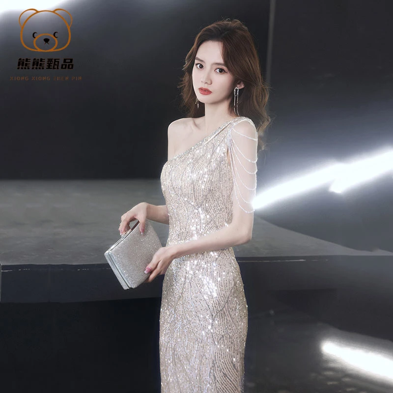 气质高贵名媛优雅轻奢时尚显瘦小众法式夏季长款晚礼服小礼服连yd