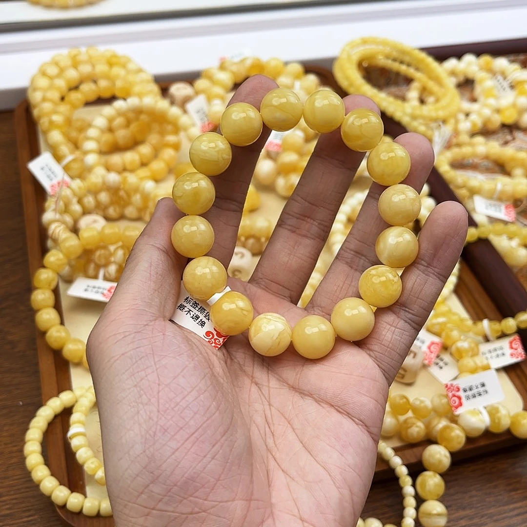 蜜蜡未镶嵌手串浓蜡奶黄14mm