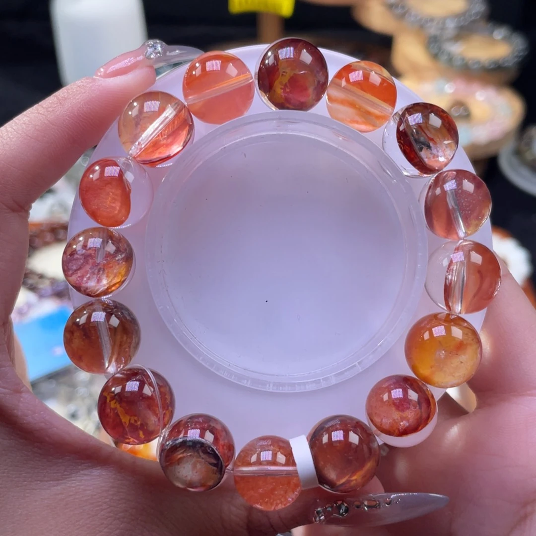 水晶手串未镶嵌麒麟纹胶花