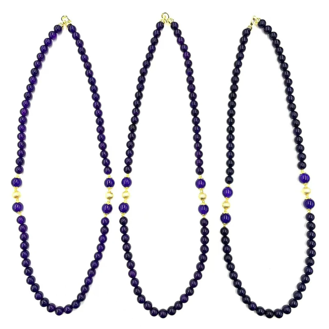 【符老板】x686-国风款紫俱来玛瑙圆珠项链-赠礼盒-多样性只发一件