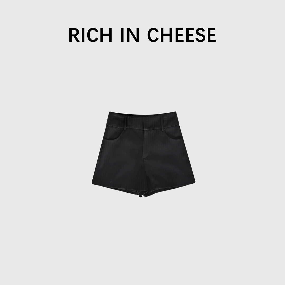 【清清】RICHINCHEESE 薰衣梦 2024新款时尚暗纹直筒西装百搭短裤