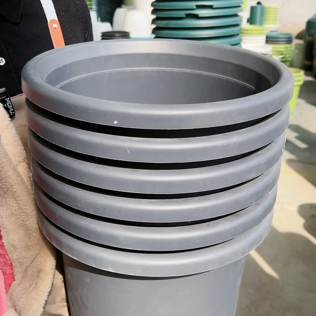 树脂瑕疵四季盆7#灰黑色6个无托
