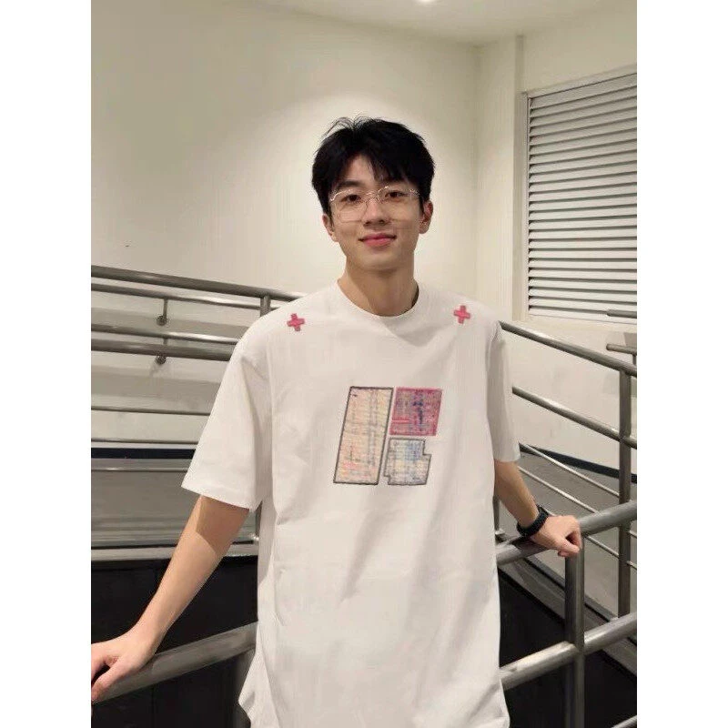 LPZ发芽计划贴布刺绣美宽松圆领式复古夏季宽松休闲百搭短袖t恤