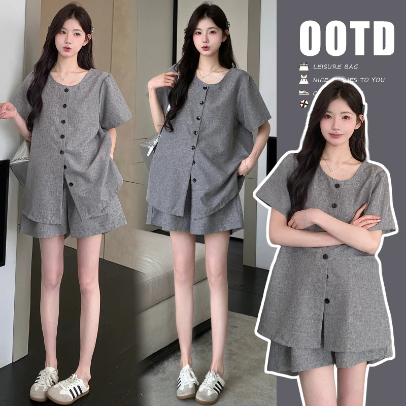 孕妇装夏季新品潮妈时尚气质减龄小个子洋气宽松舒适休闲套装