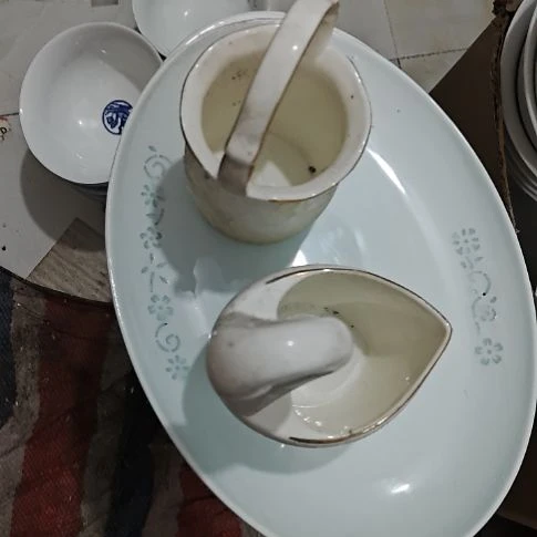 瓷骨瓷清雅描金天鹅一个花蓝一个