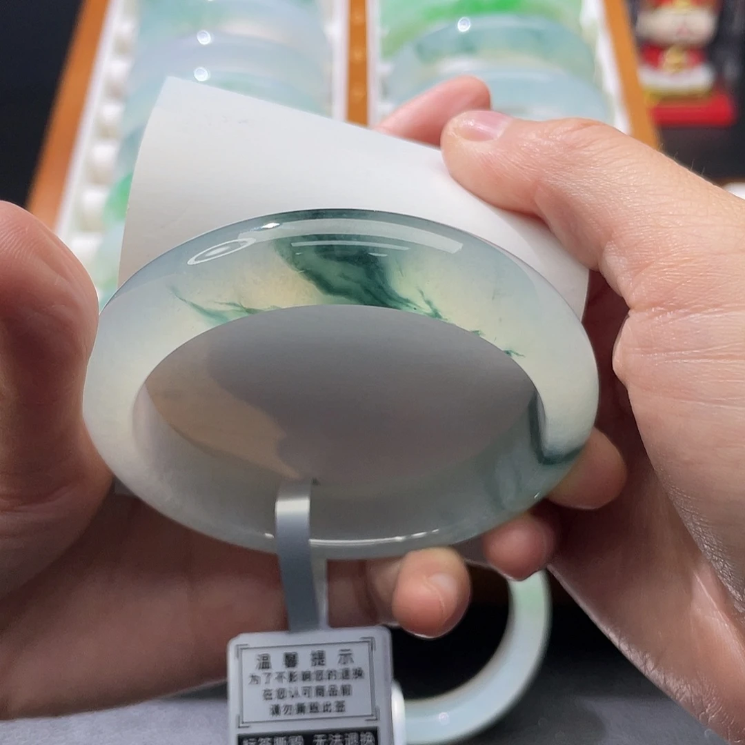 翡翠未镶嵌手镯55.5冰飘花～捡漏